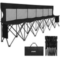 1MORE Soccer Bench Portable Folding Team Bench 6 Seats with Backrest Black