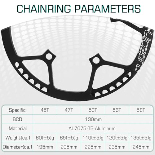 BUCKLOS Folding Bike Crankset 170mm 53T Chainring - Single Speed Aluminum Alloy