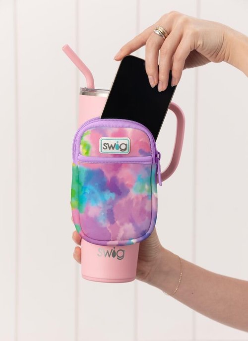 Swig Life Mega Mug Pouch, Water Bottle Bag with Adjustable Strap, Water Bottle Fanny Pack with Zippered Phone Pocket, Tumbler Accessories (Under The Sea)