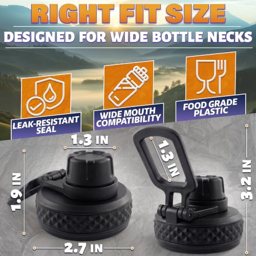 Water Bottle Lid Replacement Black Compatible with Thermoflask and Hydroflask