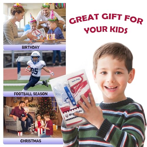 Kids Football Gloves Youth Sticky Grip Receiver Gloves White X-Small Small - Boys Girls Gift