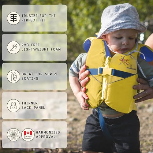 Stohlquist Child Life Jacket US Coast Guard Approved Yellow/Blue, Adjustable PFD for Kids 30-50 lbs