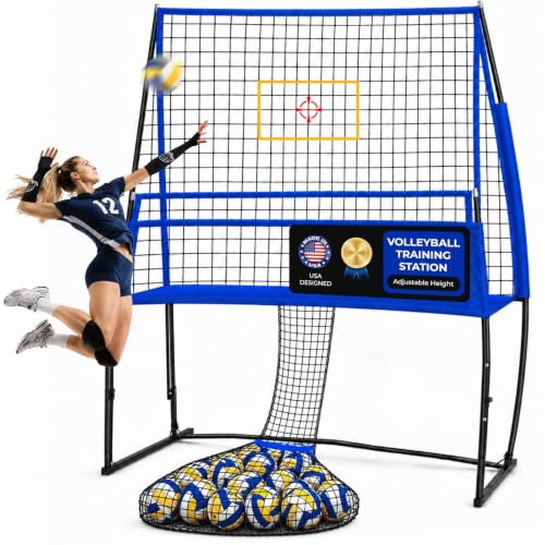 2-in-1 Volleyball Practice Rebound Net with Adjustable Height & Storage