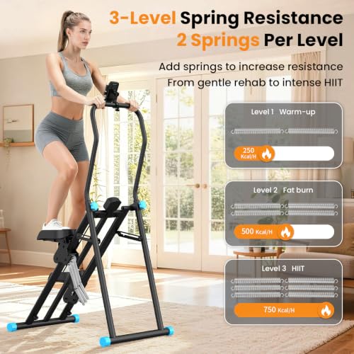 HXD-ERGO Black & Blue Home Stair Stepper with 3 Resistance Levels & 2 Incline Modes