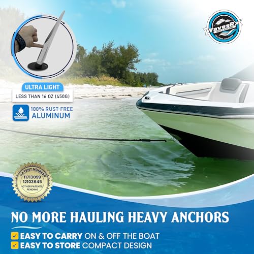 18-Inch Aluminum Beach Anchor Kit for Boat, Jet Ski & Kayak - Ultra-Light & Rustproof