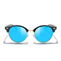 MERRY'S Round Polarized Sunglasses for Women Men Classic Retro Half Frame Aluminum Temples