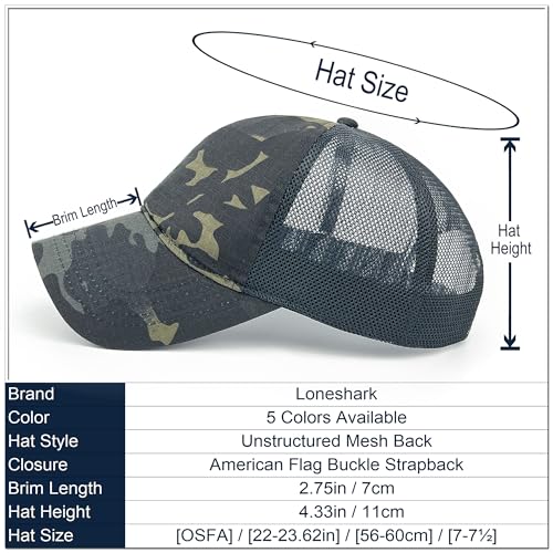 Loneshark Tactical Camo Baseball Hat - OCP Cap, One Size, Back Mesh Multicam