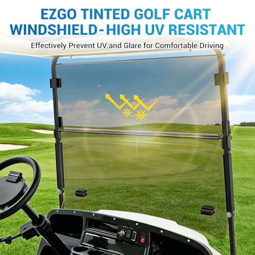 CartClan Tinted Golf Cart Windshield for EZGO TXT 1995-2013 Folding Impact-Resistant