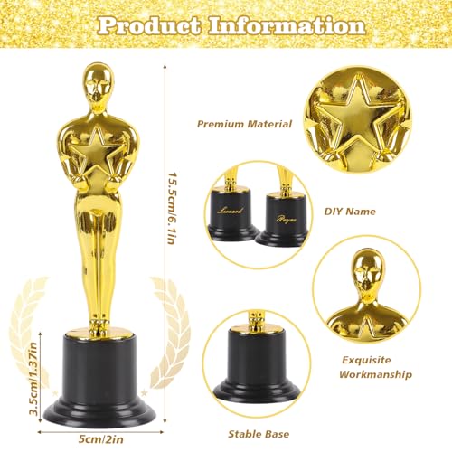 12 Pack Gold Award Trophy - 6 Inch Recognition Statues for School, Party, Game & Appreciation