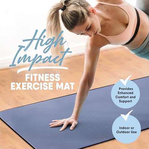 MICRODRY Deluxe Blue Yoga Mat 26x72 Inches Extra Thick Non-Slip for Home & Gym