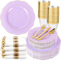 Liacere Light Purple Disposable Plates 350PCS Wedding Party Dinnerware Set