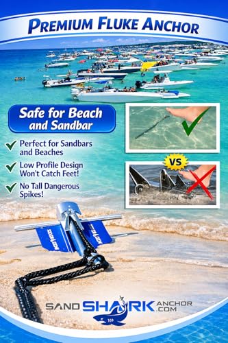 SandShark Boat Anchor - Premium Fluke Retractable Aluminum Anchor for 16-30 ft Watercraft - Easy Storage & Secure Hold