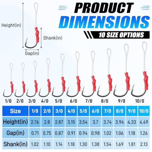 Saltwater Jigging Assist Hooks 6/0 - 30pcs Stainless Steel Fishing Hooks for Saltwater & Freshwater