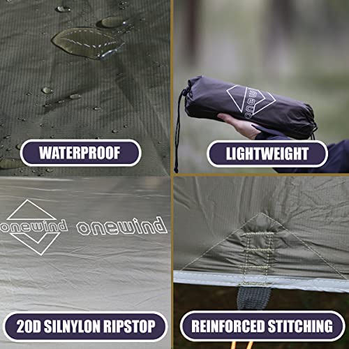 Onewind 10x10ft Waterproof Ultralight Silnylon Camping Tarp - Od Green