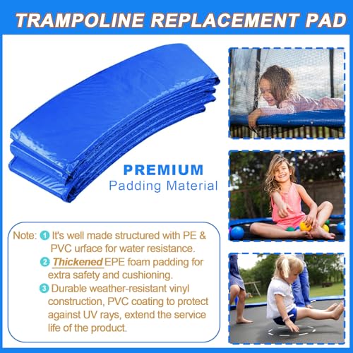 Femitu 15FT Blue Trampoline Safety Pad Replacement Thickened Foam Waterproof