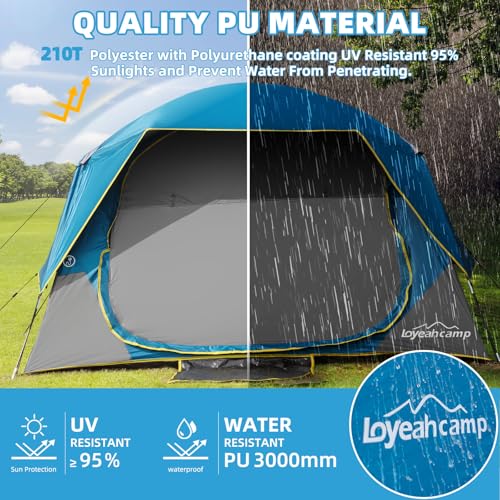 Loyeahcamp 4-Person Dome Camping Tent with Rainfly - Dark Blue