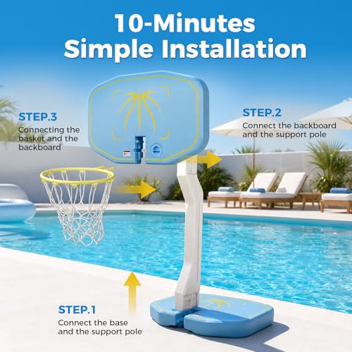 MagnaTree 2-in-1 Pool Volleyball and Basketball Game Set with Adjustable Net
