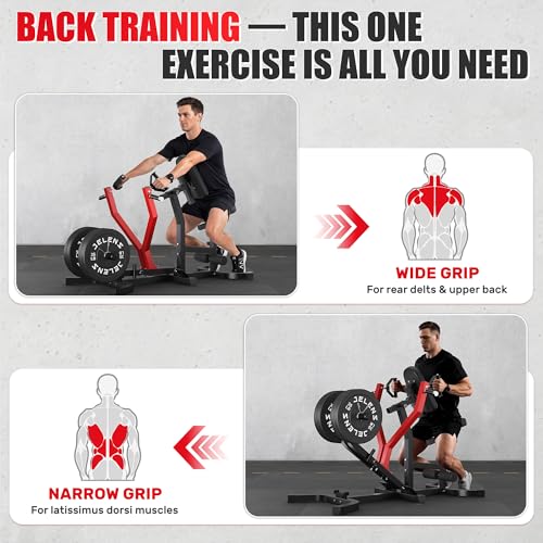 JELENS RM01 Seated Row Machine - Heavy Duty Back Workout Equipment with Independent Arms