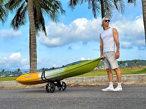 All-Terrain Kayak & Canoe Cart with Puncture-Free Wheels - Adjustable Straps
