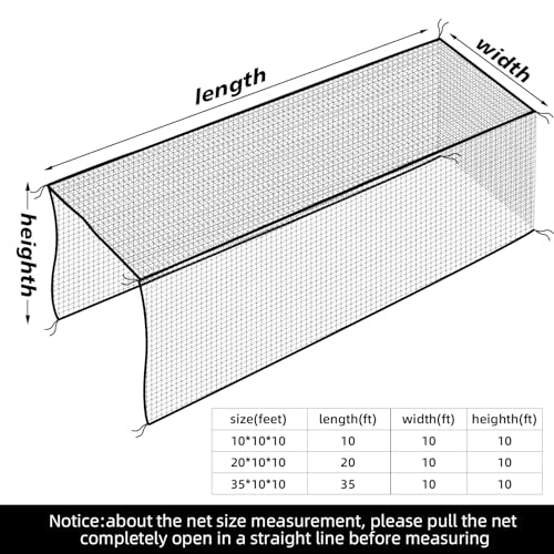 10x10x10ft Heavy Duty Baseball Batting Cage Net Backstop Barrier for Backyard Practice