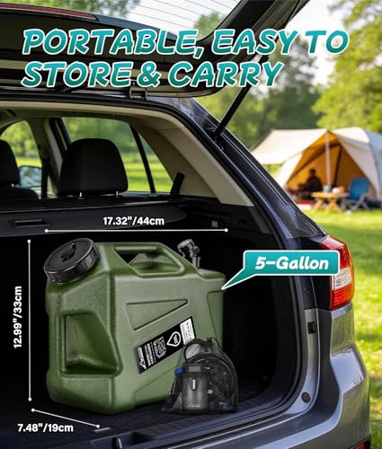 Portable Camping Shower Kit with 5-Gallon Water Jug, Rechargeable 6000mAh Pump & 5-Mode Spray Head