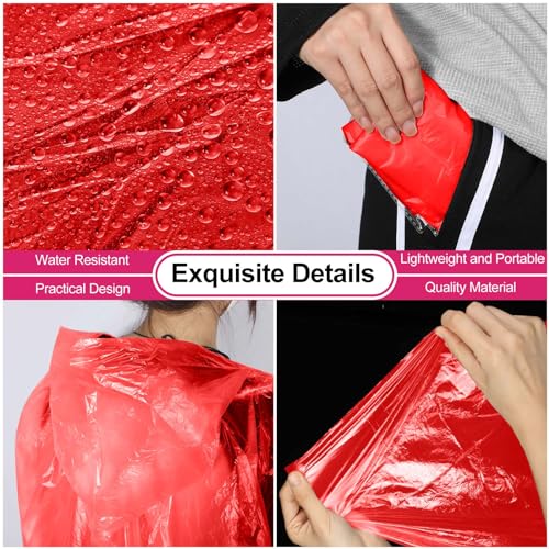 Disposable Rain Ponchos with Hood - 150 Pack Emergency Rainwear - Red & Yellow Variations