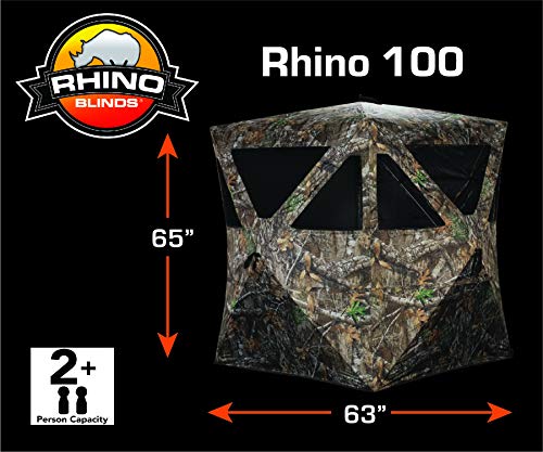 Rhino Blinds R100-MOC Heavy-Duty 2-Person Hunting Ground Blind Mossy Oak Breakup Country