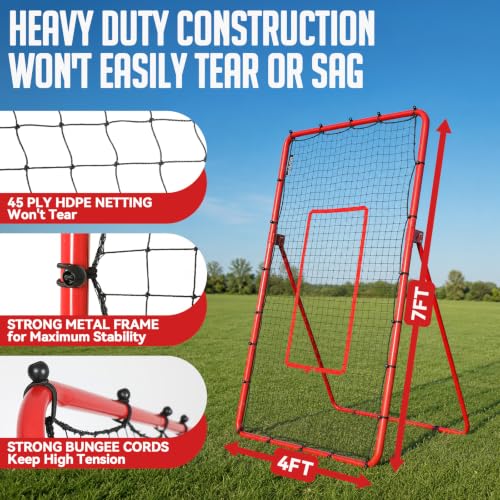 Adjustable Volleyball Rebounder Net - 4x7FT Training Equipment for Multi-Sport Practice