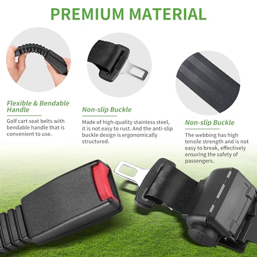 2 Point Golf Cart Seat Belt Kit for EZGO Yamaha Club Car - 4 Passenger, with Bracket