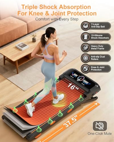 Walking Pad Treadmill with 15% Auto Incline, 12 Levels, 450 lb Capacity, Bluetooth & App