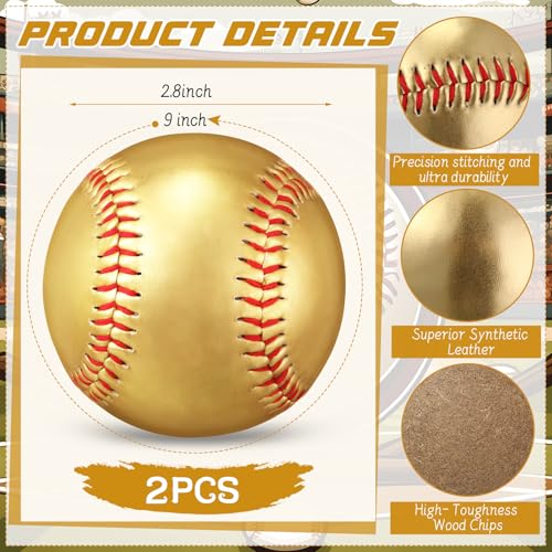 Gold Autograph Baseballs Set of 2 - 9 Inch Blank Signed Baseballs for Collecting and Practice