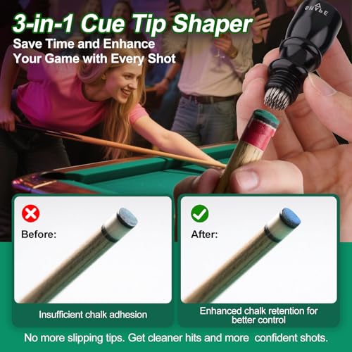 Pool Cue Tip Repair Kit 3-in-1 Shaper, Scuffer & Aerator for Billiards