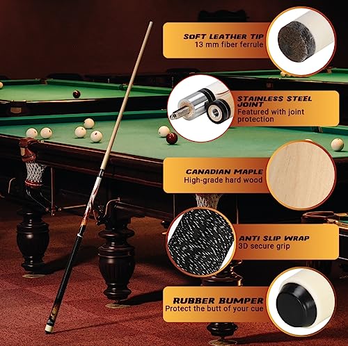 Complete Pool Cue Set 58 Inch Canadian Maple Billiard Cue with Case & Accessories