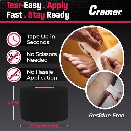 Cramer Athletic Tape Black 1.5" x 15yds Bulk Case of 32 Rolls - Sports Support & Wrapping