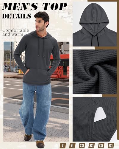 Men's Big and Tall Hoodies Pack Waffle Sweatshirts Casual Warm Pullover