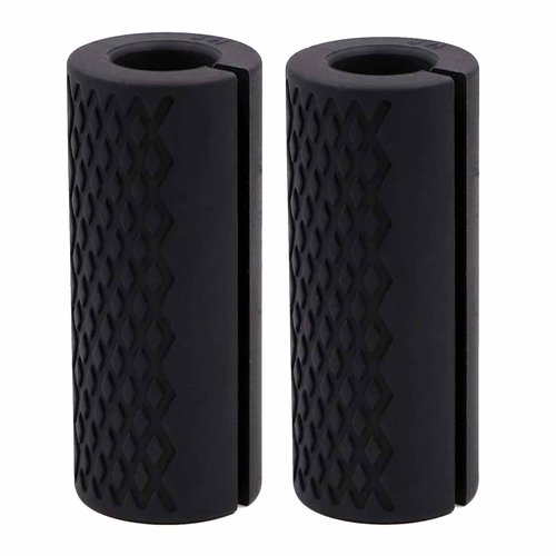 AIKESIWAY Thick Dumbbell & Barbell Grips for Weightlifting - High-Density Silicone Rubber, Non-Slip Gym Grips for Muscle Growth, Hand Stress Relief, Arm Blaster Adapter (1 Pair) (Black, 4 inches)