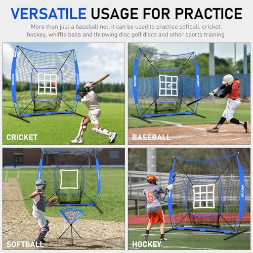 Blue 6x6 ft Baseball Net for Batting & Pitching Training with Strike Zone & Accessories - Kids & Adults Sport Practice