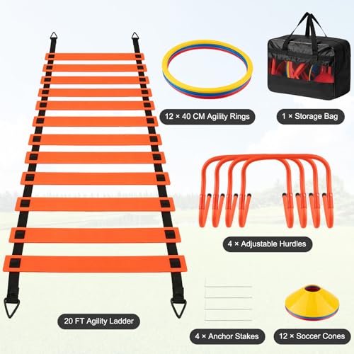 Speed & Agility Training Ladder and Hurdles Set for Soccer and Sports Drills