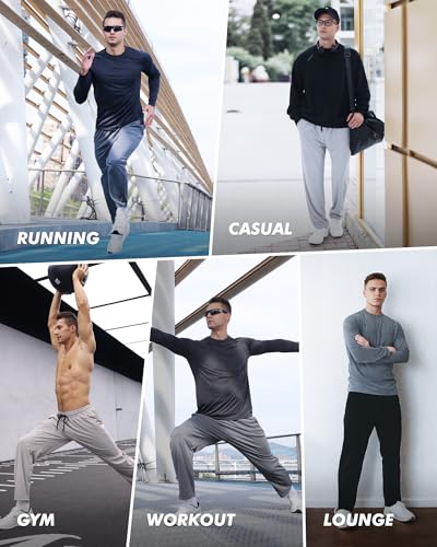Men's Mesh Open Bottom Jogger Sweatpants with Pockets - Large, Black & Grey