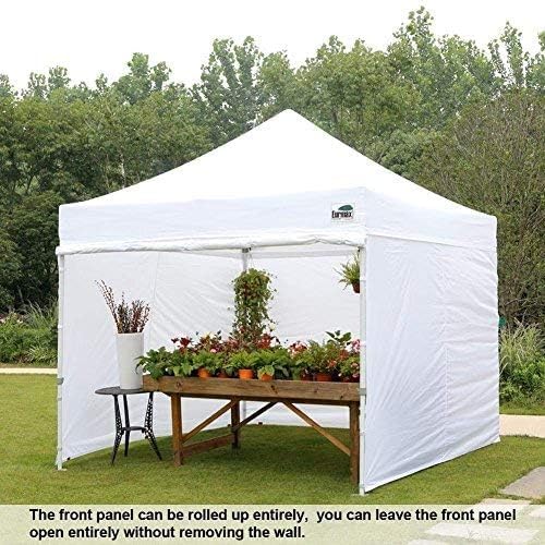 Eurmax USA 10x10 Pop-Up Canopy Tent - Commercial Outdoor Shelter with 4 Zippered Walls & Roller Bag - White