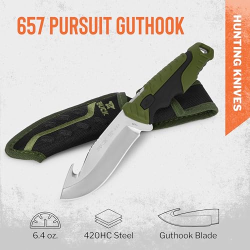 Buck Knives Pursuit Series Large Guthook Knife, Green, 4.5-inch Blade