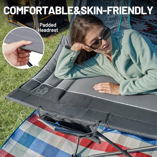 Grey Timber Ridge 31.8-Inch Extra Wide Heavy Duty Camping Cot for Adults