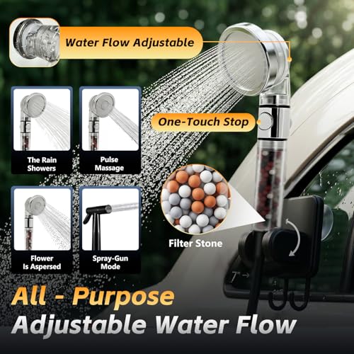 Portable Camping Shower with Water Heater & Large Foldable Bucket