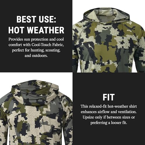 KUIU Gila LS Hoodie Large Verde UPF 50+ Cooling Quick-Dry Hunting Shirt