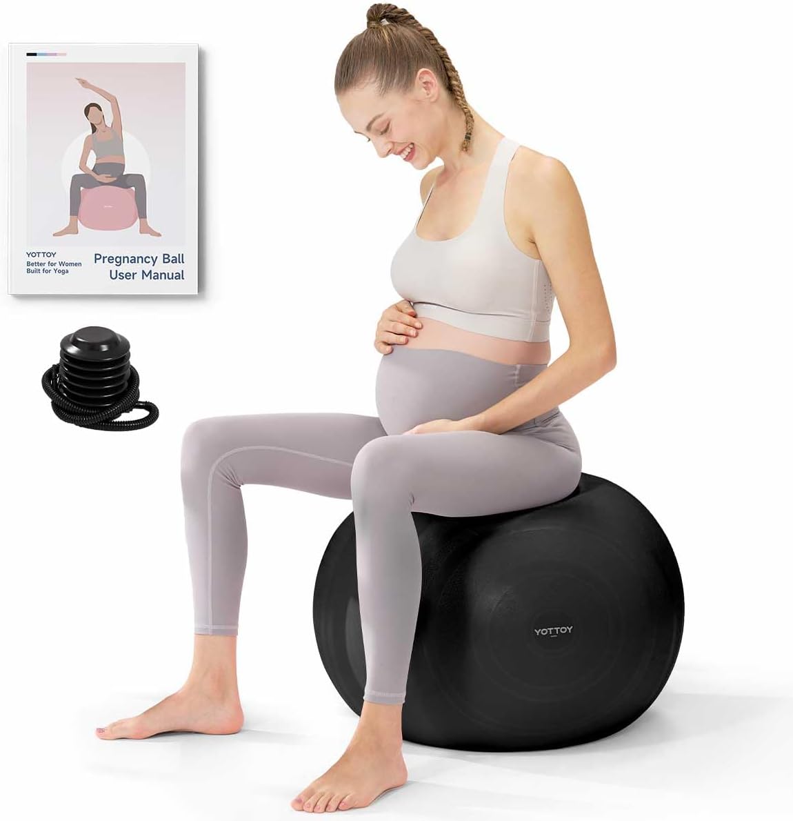 YOTTOY Pregnancy Ball - 1.8mm Thick Birthing Ball for Maternity Yoga & Exercise | Includes Pump