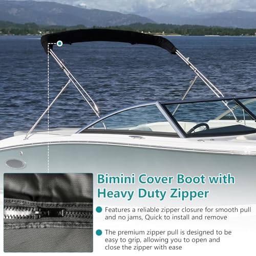 Oversize Boat Bimini Top Canvas Storage Boot for Large Frames Up to 8.5 ft - Black