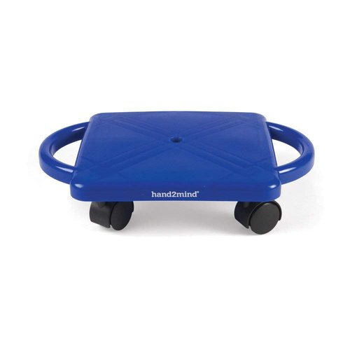 Hand2Mind Purple Indoor Scooter Board with Safety Handles for Kids Ages 6-12, Plastic Floor Scooter