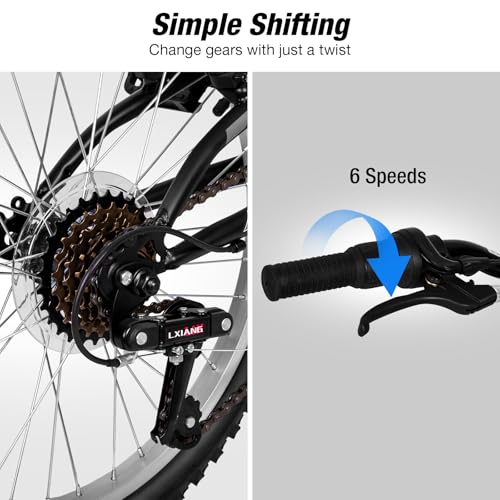 Kids Mountain Bike 20 Inch - Teen Bicycle for Boys & Girls, Black