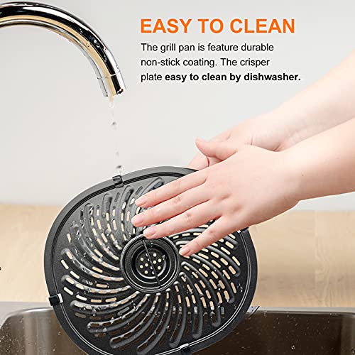 7QT Oval Air Fryer Grill Pan for Power XL Vortex 7QT, Nonstick Crisper Plate, Dishwasher Safe