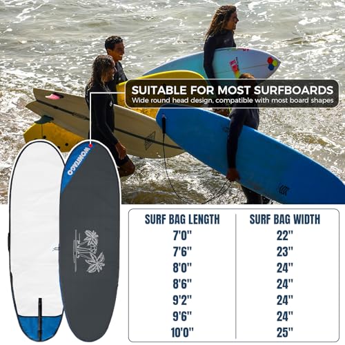 Waterproof Surfboard Bag with Zippers & Shoulder Strap - Fits Most Boards